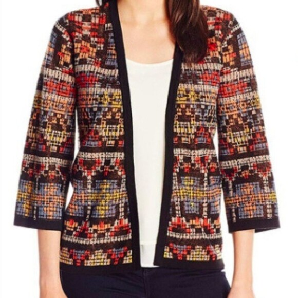Pendleton Aztec Linen Blend Open Front Cardigan Multicolored Size 1X - Picture 1 of 13